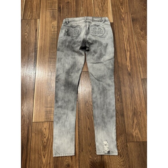 Vintage Y2K Apple Bottom Jeans Gray Embroidered Embellished Sz 29x31 (SEE PICS!) - Picture 1 of 7